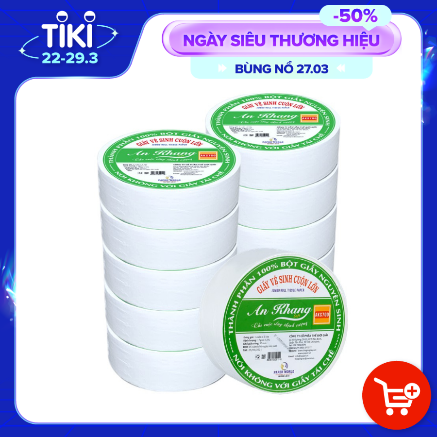 Combo 10 cuộn giấy vệ sinh An khang Soft 700 hai lớp một cuộn 700gr