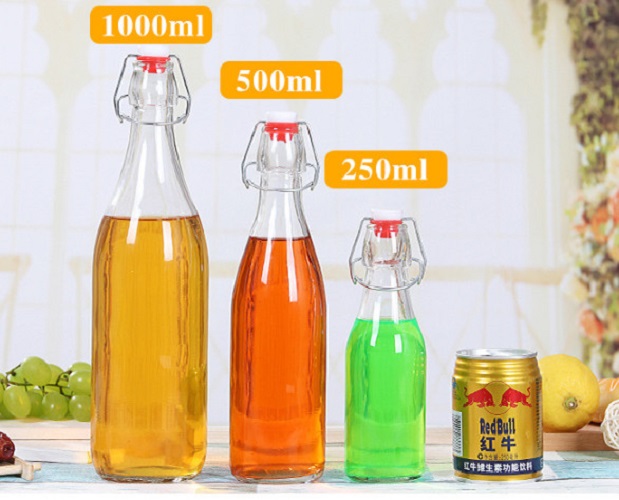 Chai Thủy Tinh Tròn 500ml Nắp Gài