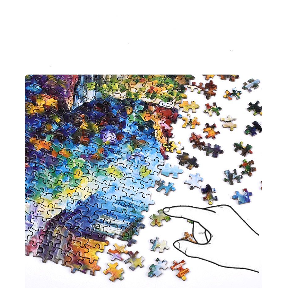 Bộ Tranh Ghép Xếp Hình 1000 Pcs Jigsaw Puzzle Hưu Ngũ Sắc Thú Vị Cao Cấp
