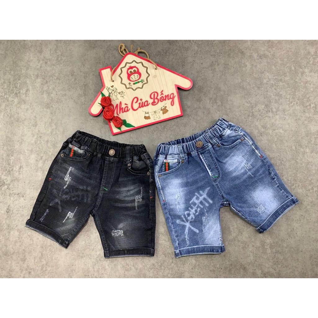 Quần jeans lửng bé trai phối chữ Youth size 9 - 32 kg