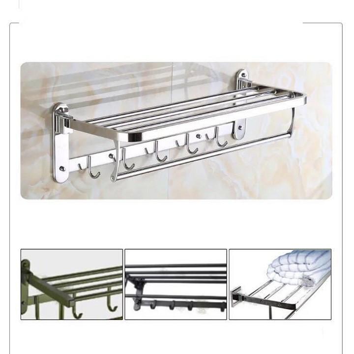 Giá để đồ nhà tắm inox kèm móc áo