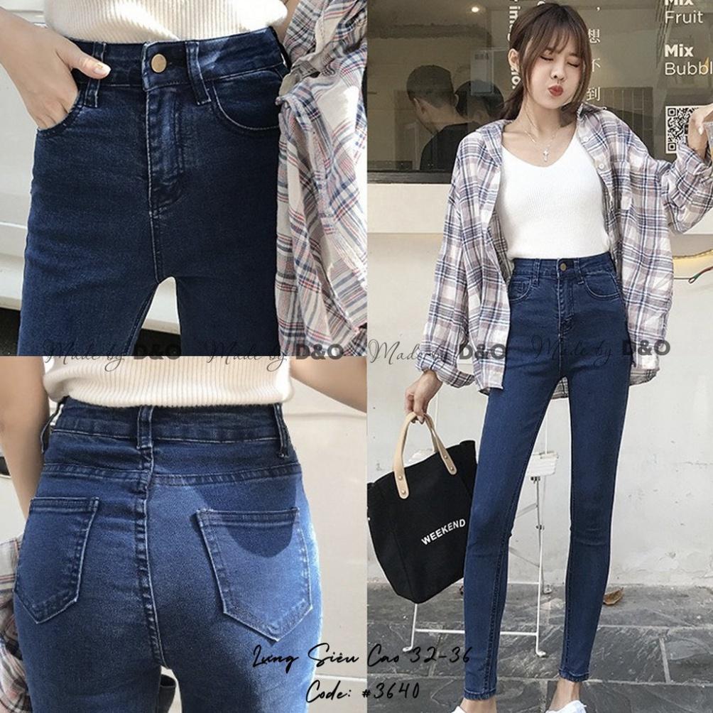 Quần Jeans Xanh Trơn Đậm / Rách Gối Size ĐẠI - Lưng Cao - Hàng siêu co giãn QJ007