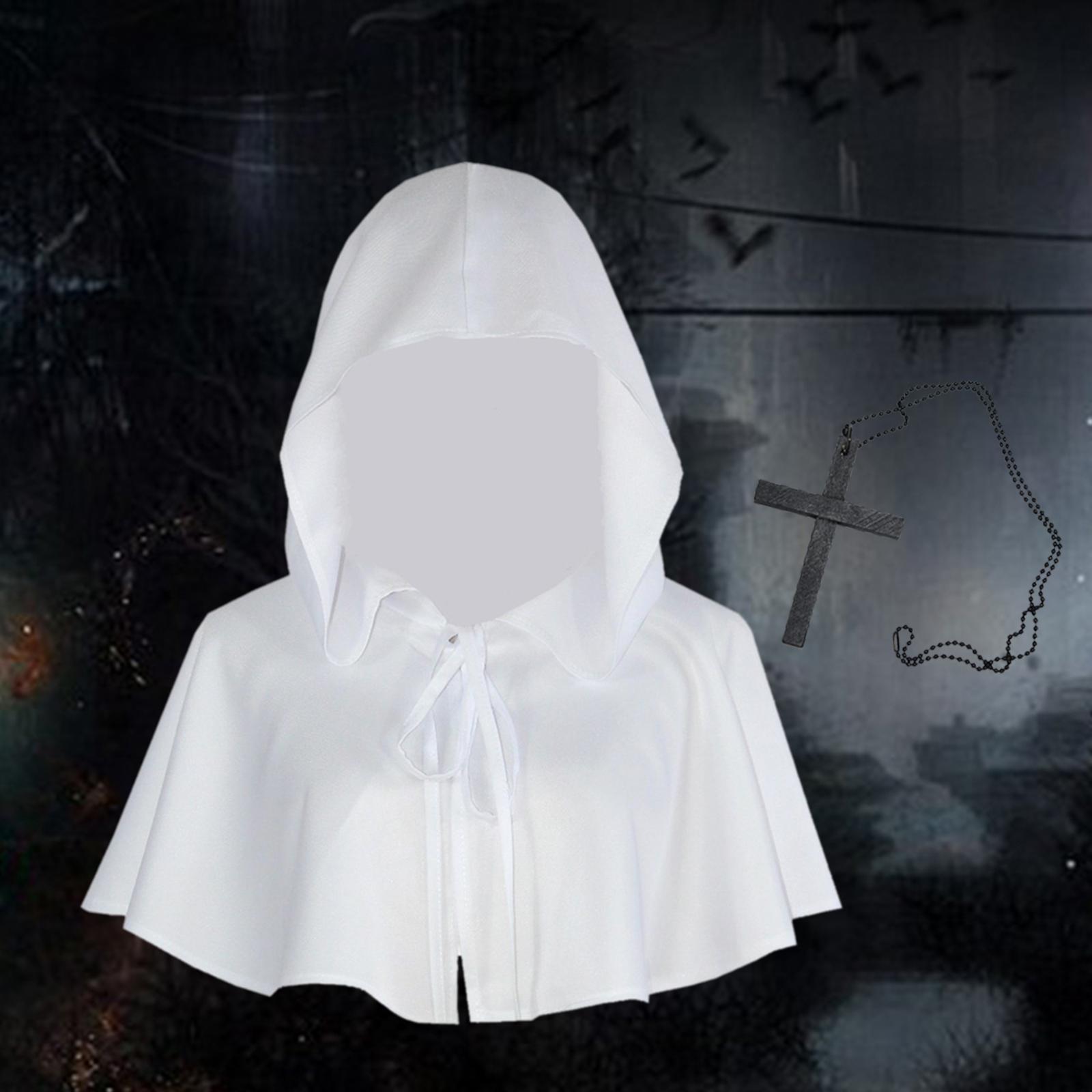 Halloween Cloak Death Cape Halloween Party Cosplay Witch Cowl Hat Short Cape Gothic Props Medieval Hooded Cloak Hat Hooded Poncho for Unisex