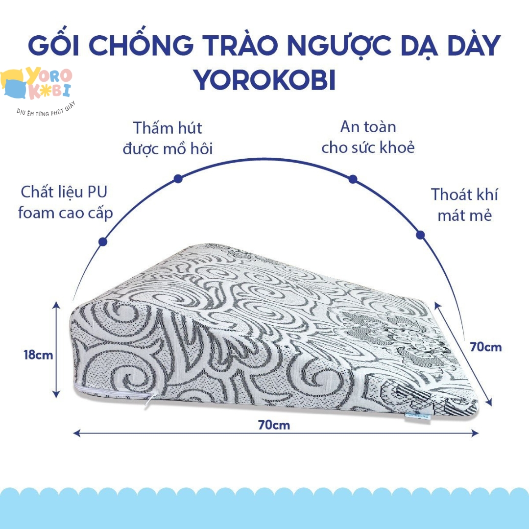 GỐI CHỐNG TRÀO NGƯỢC DẠ DÀY YOROKOBI KT 70X60X18CM BO TRÒN CẢI TIẾN CHỐNG TRƯỢT, GIẢM HIỆN TƯỢNG TẮC NGHẼN NGƯNG THỞ KHI NGỦ. MÃ SẢN PHẨM TT0001