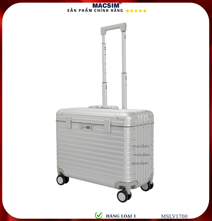 Vali hợp kim nhôm cao cấp Macsim hàng loại 1 MSLV1700 cỡ 20 inches màu bạc