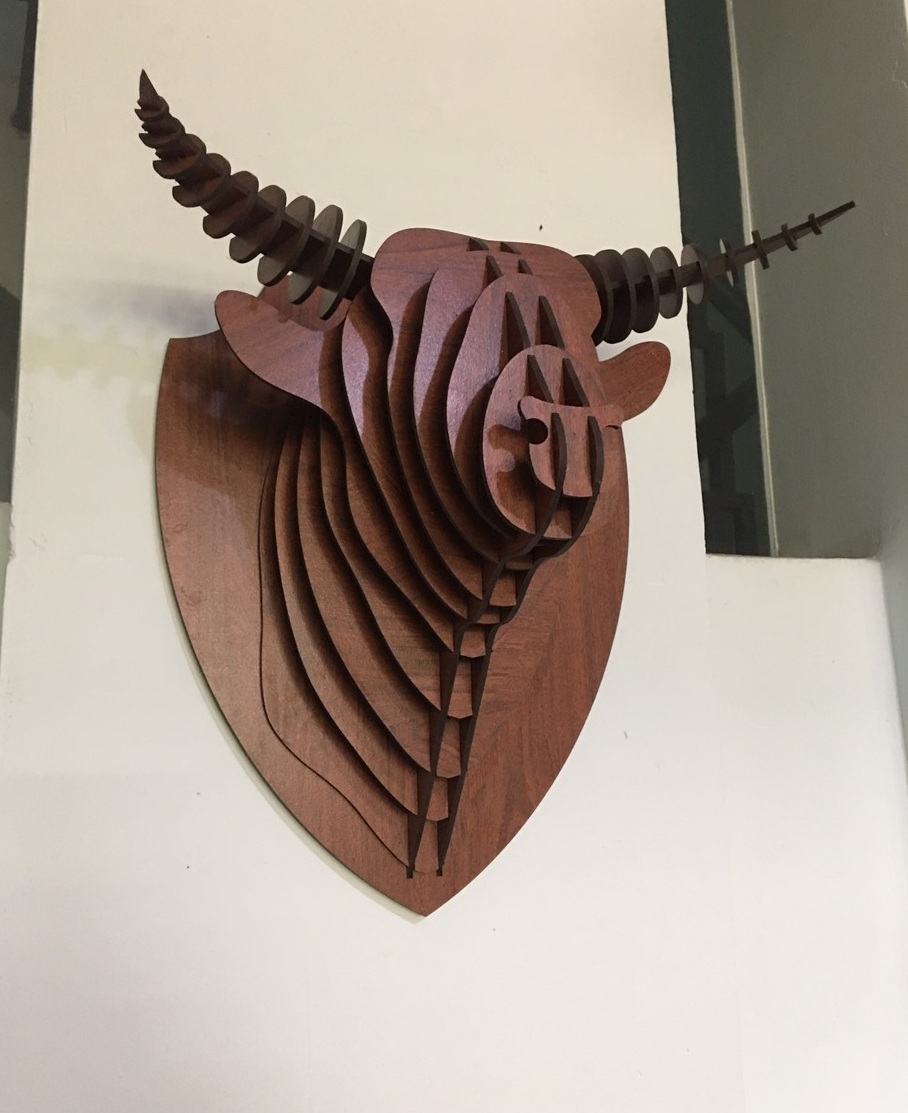 Đầu thú decor treo tường hình trâu trang trí treo tường