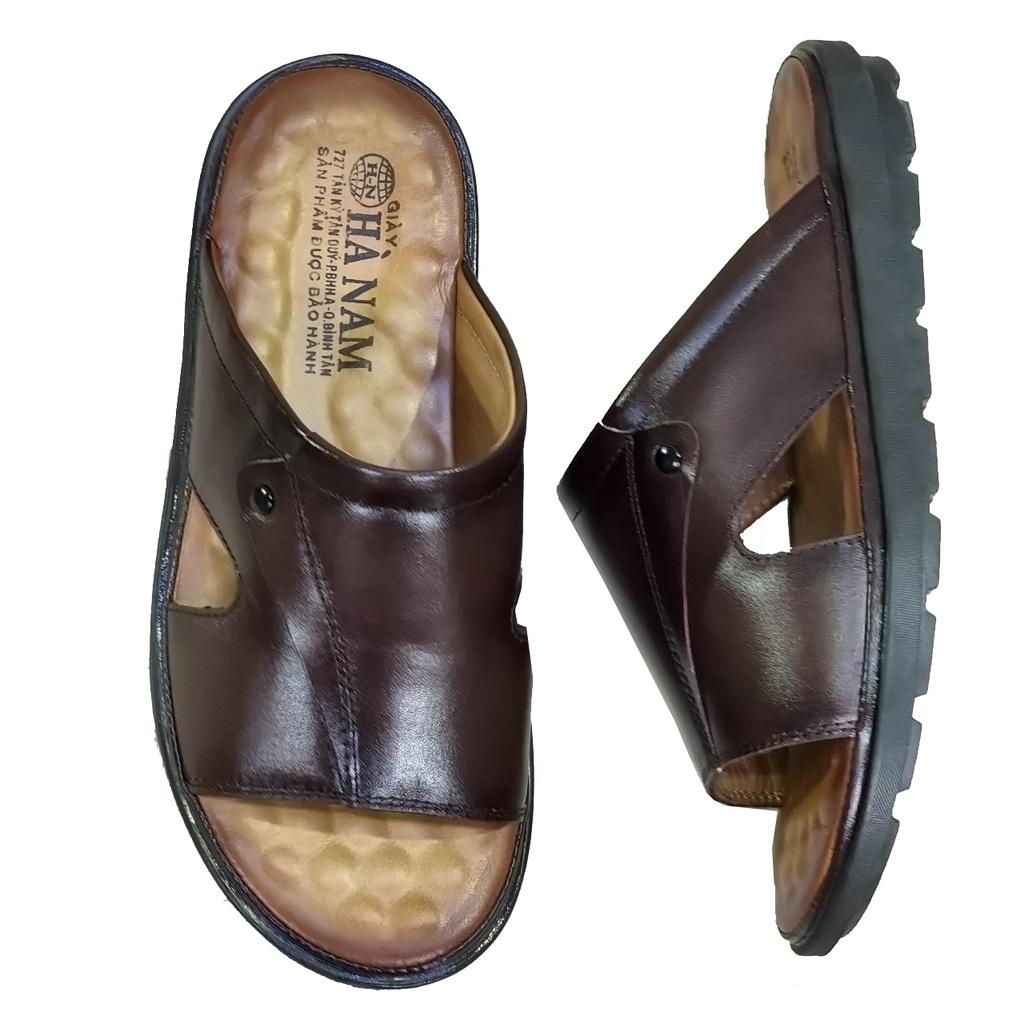 Dép nam quai ngang da bò thật HÀ NAM cao cấp DNA2202