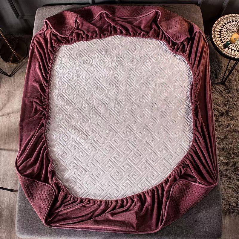 Bộ chăn ga nỉ nhung chữ vạn cao cấp