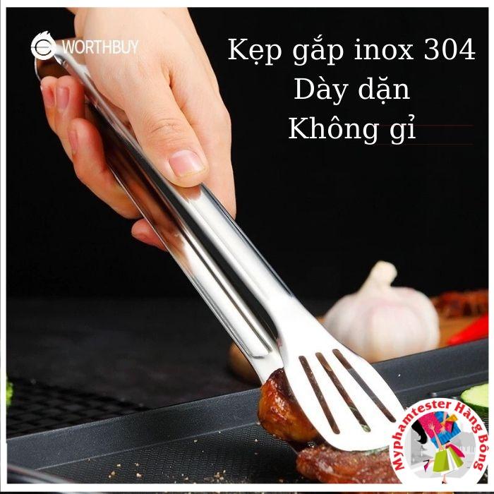 Kẹp gắp đồ ăn inox 304 dày đẹp