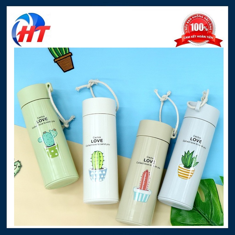 Bình đựng nước chịu nhiệt 450ml hình cây xương rồng dễ thương - HT