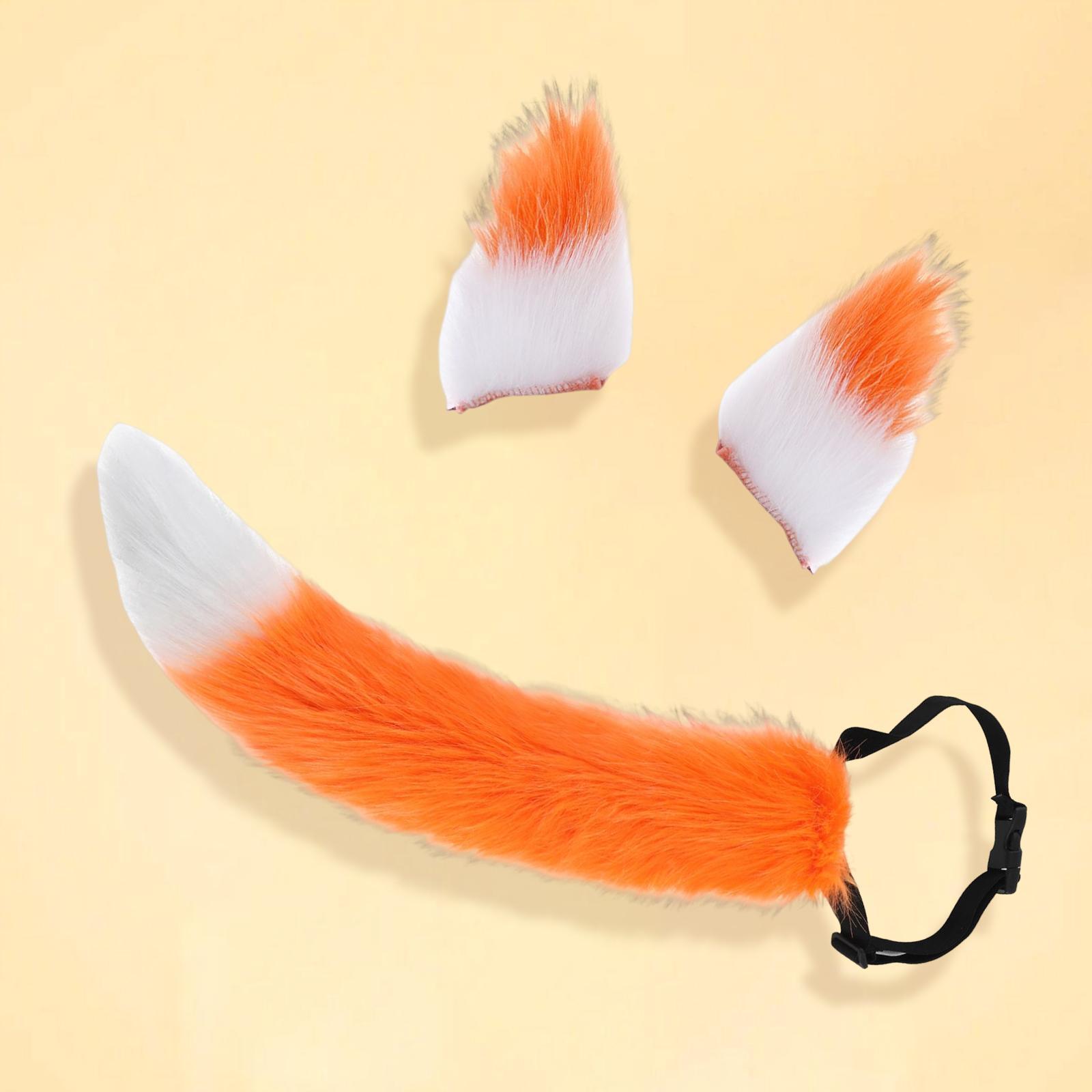 Fox Ears Tail Cosplay Props Hair Clips Attractive for Halloween