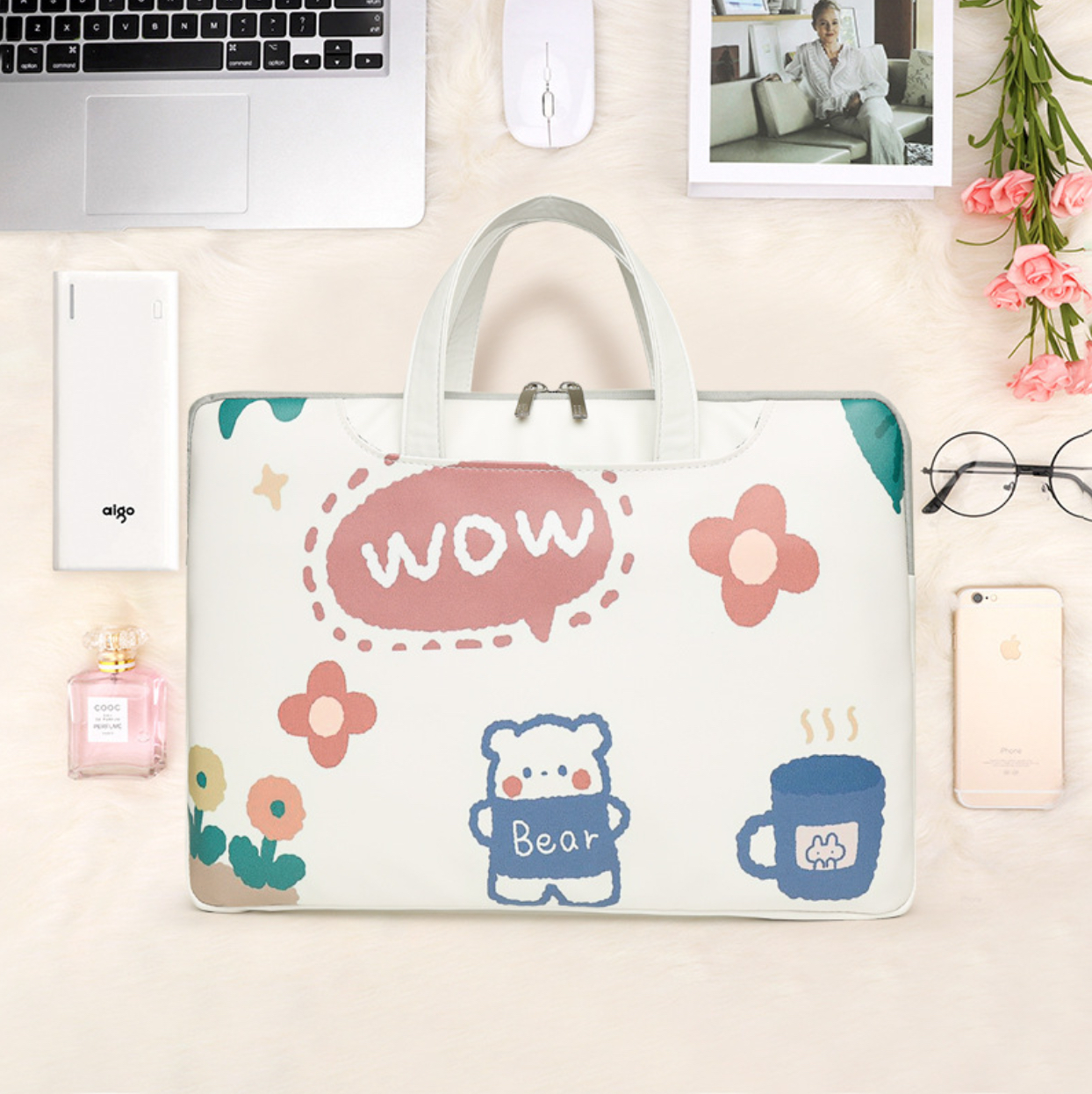 Túi xách da chống sốc laptop máy tính surface, túi công sở nữ cặp đựng laptop cute dễ thương
