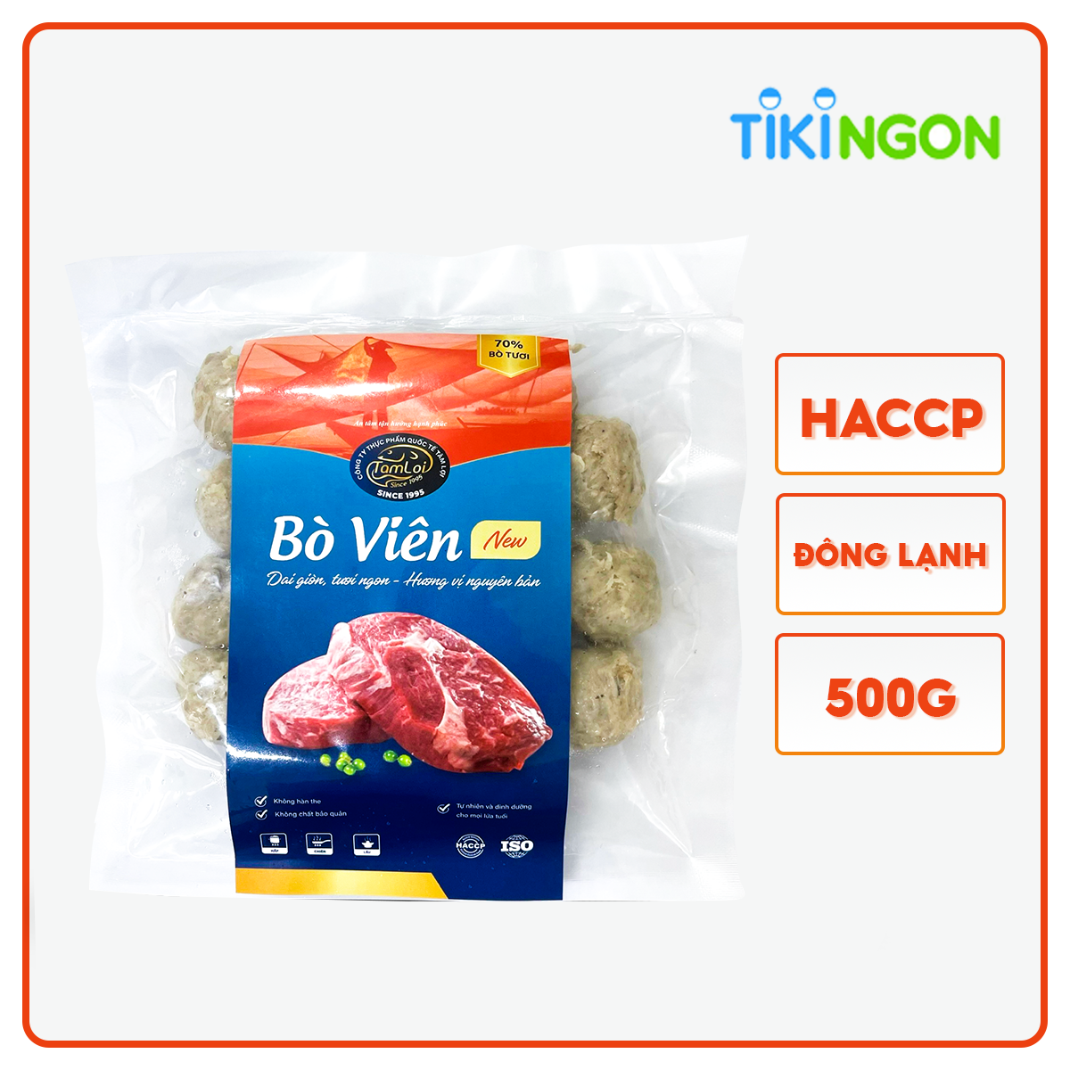 Bò viên Tâm Lợi, loại cao cấp - Dai ngon tự nhiên - Đảm bảo sức khoẻ - Giao nhanh trong 3h - 500gr