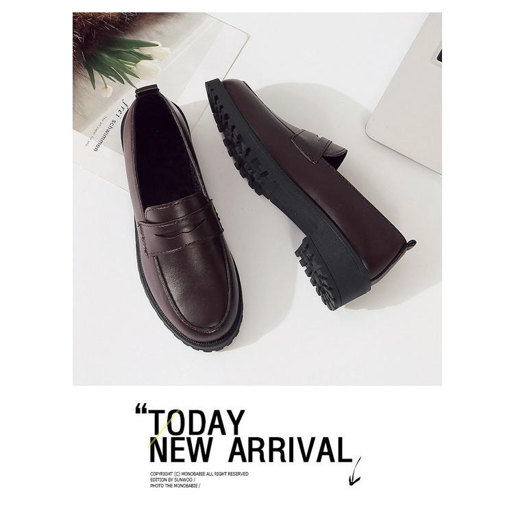 MS295 Giày lười bánh mỳ nữ, giày oxford nữ