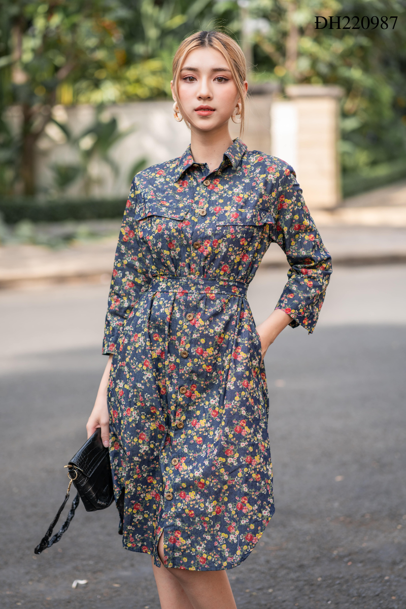 Đầm sơ mi hoa