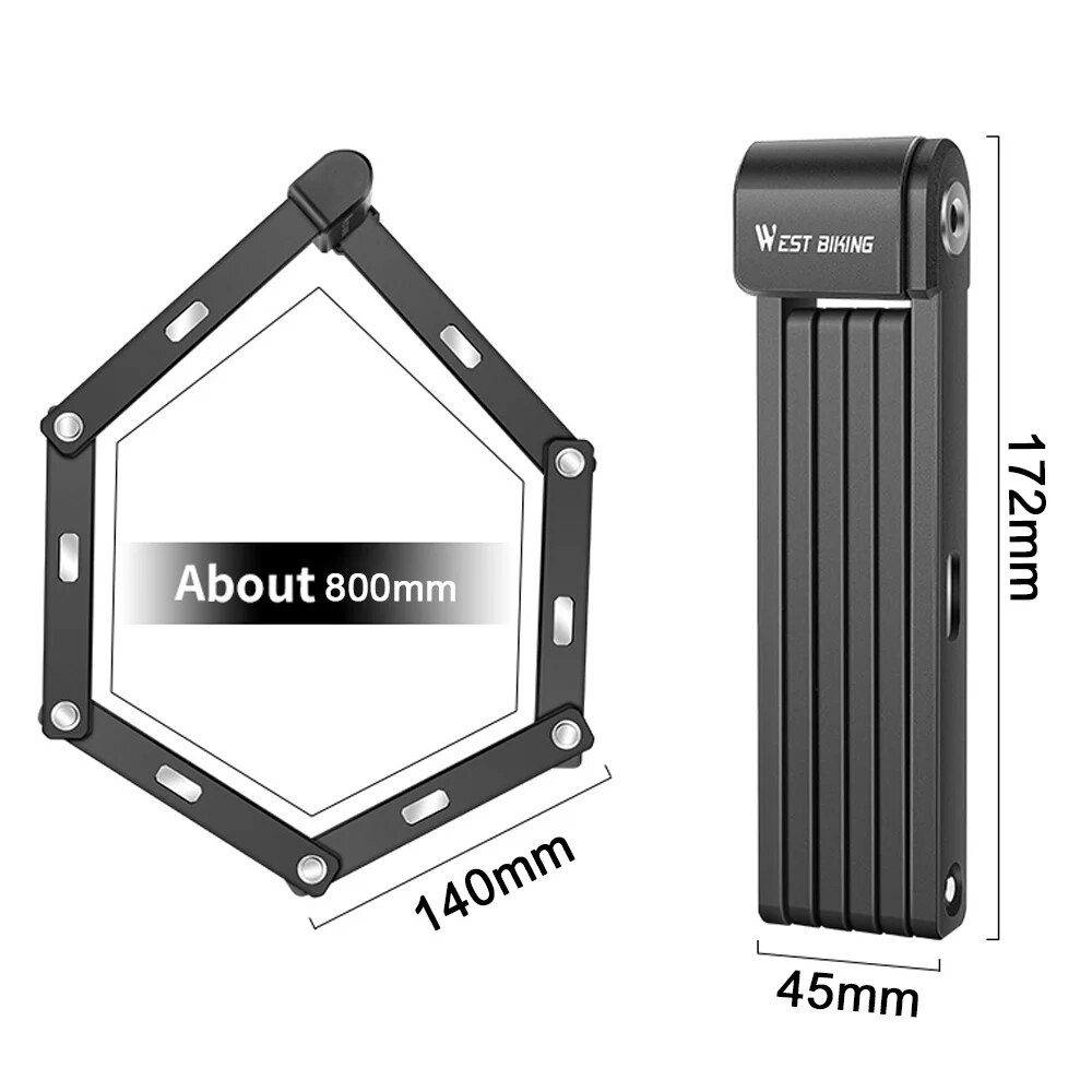 Ổ Khoá Xếp Gọn Chống Cắt Lock West Biking Black Carbon