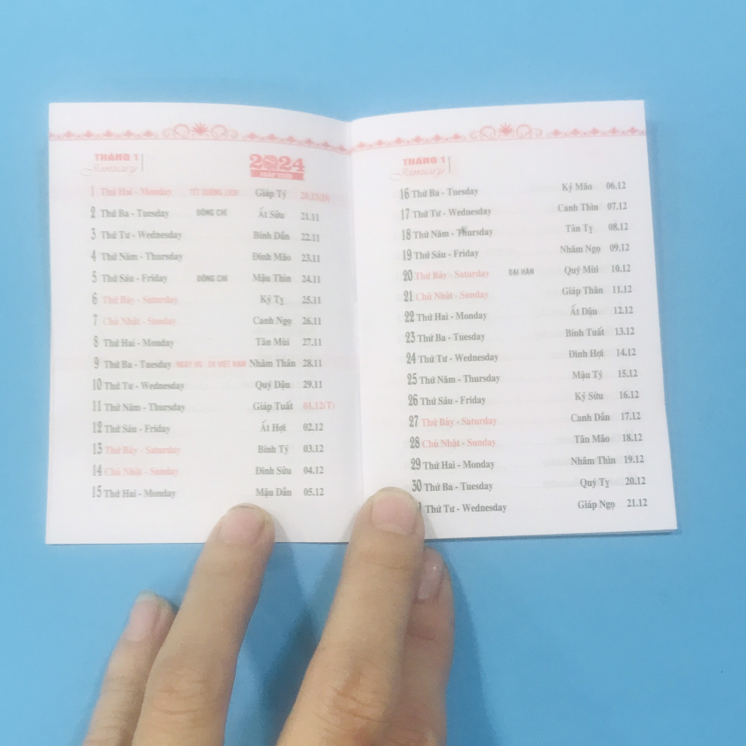 Lịch Bỏ Túi Xinh Xắn 2024TIỆN DỤNG