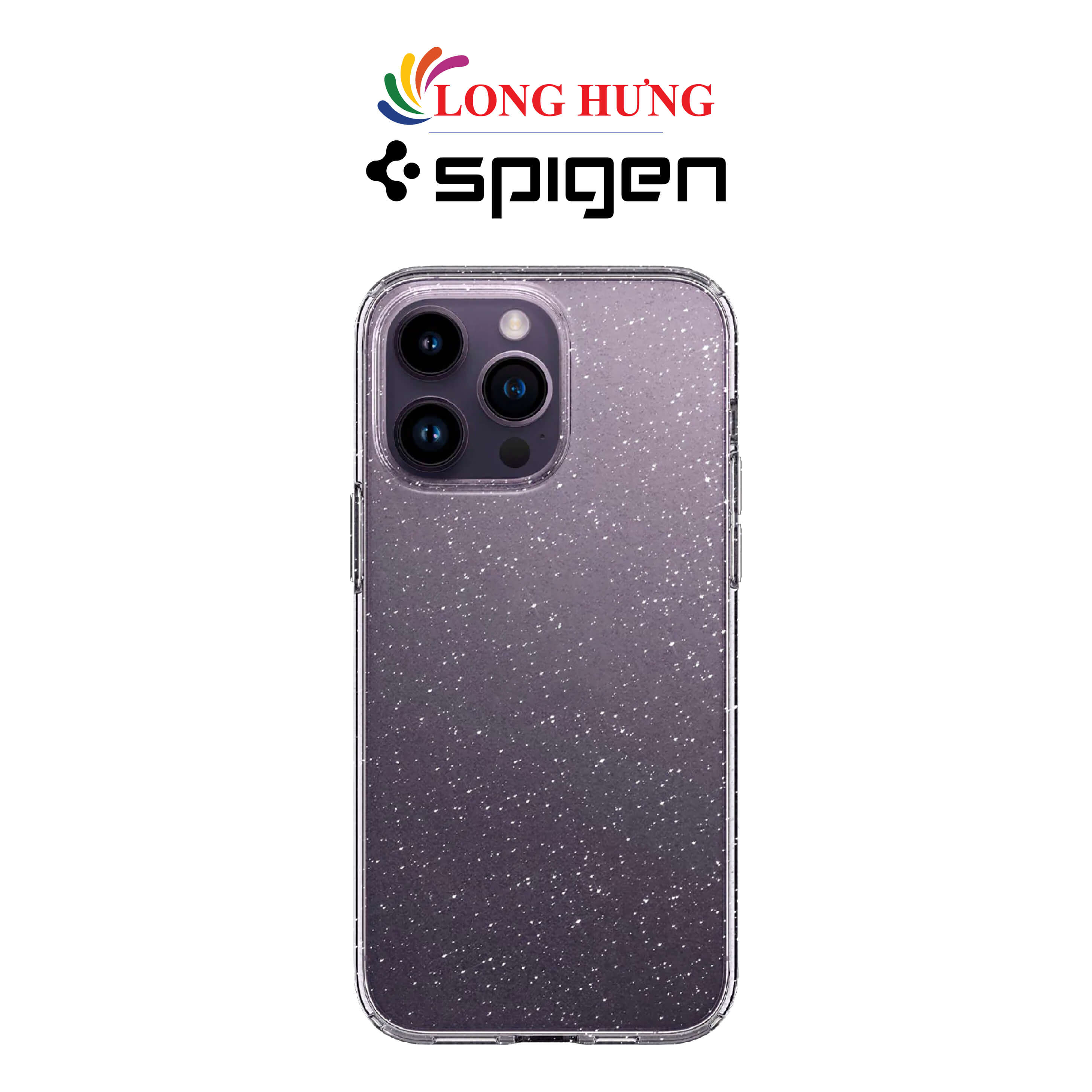 Ốp lưng chống sốc hỗ trợ sạc không dây Spigen Liquid Crystal Glitter iP 14/14 Plus/14 Pro/14 Pro Max - Hàng chính hãng