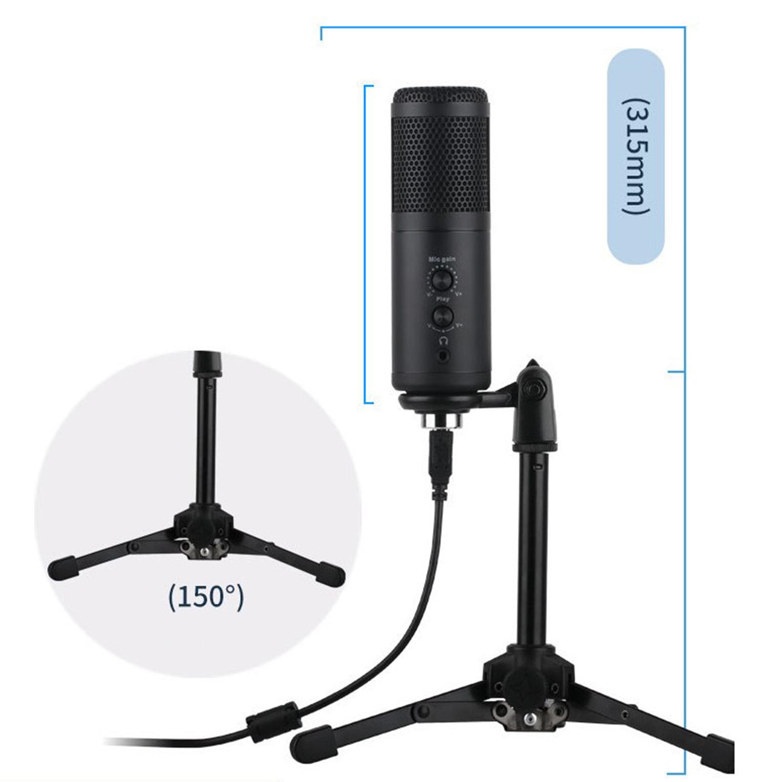USB Condenser Microphone wTripod Stand For Game Chat Recording Computer