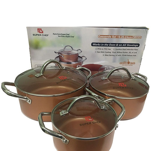 Bộ 3 nồi SUPER CHEF h.kim tráng men đáy từ 16-20-24cm SC_C3214S