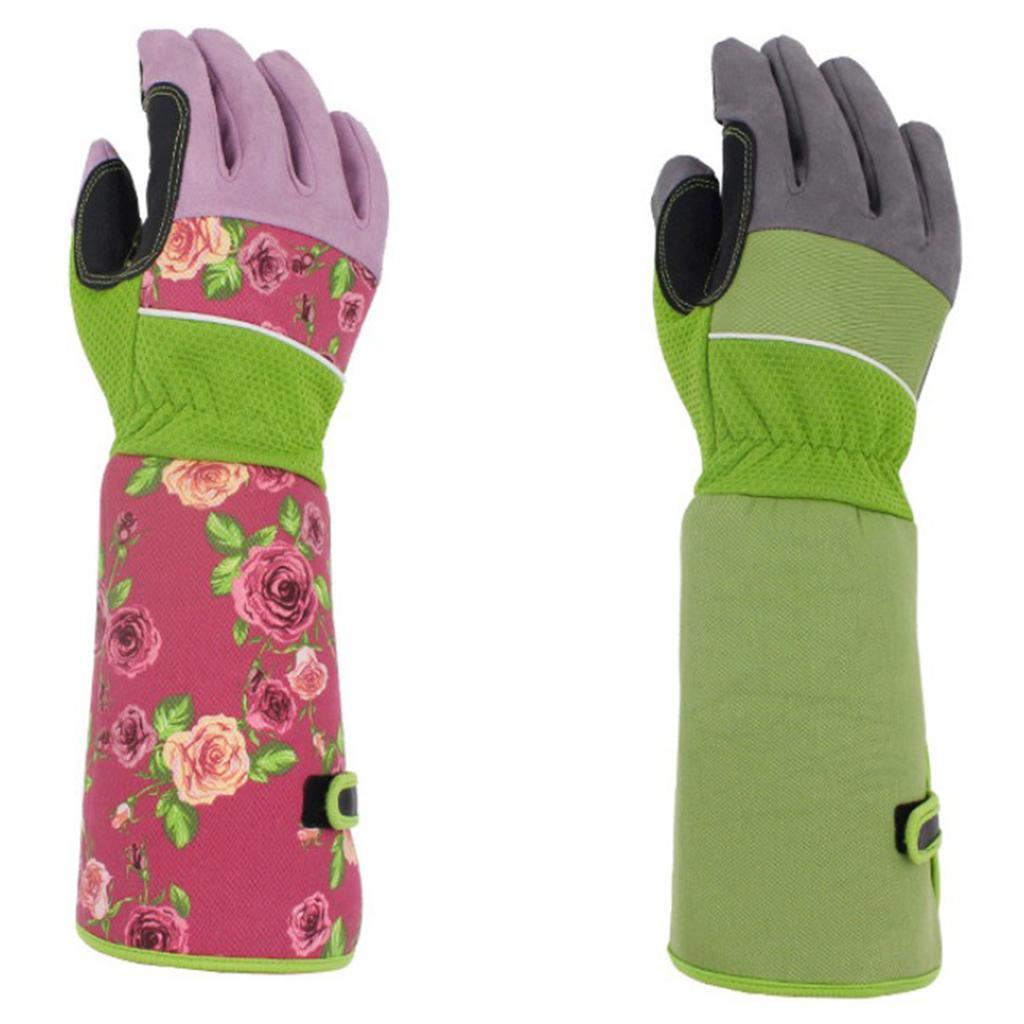 2 Pairs Long Gardening Gloves Oxford Clot/ Resistant Gloves Pink