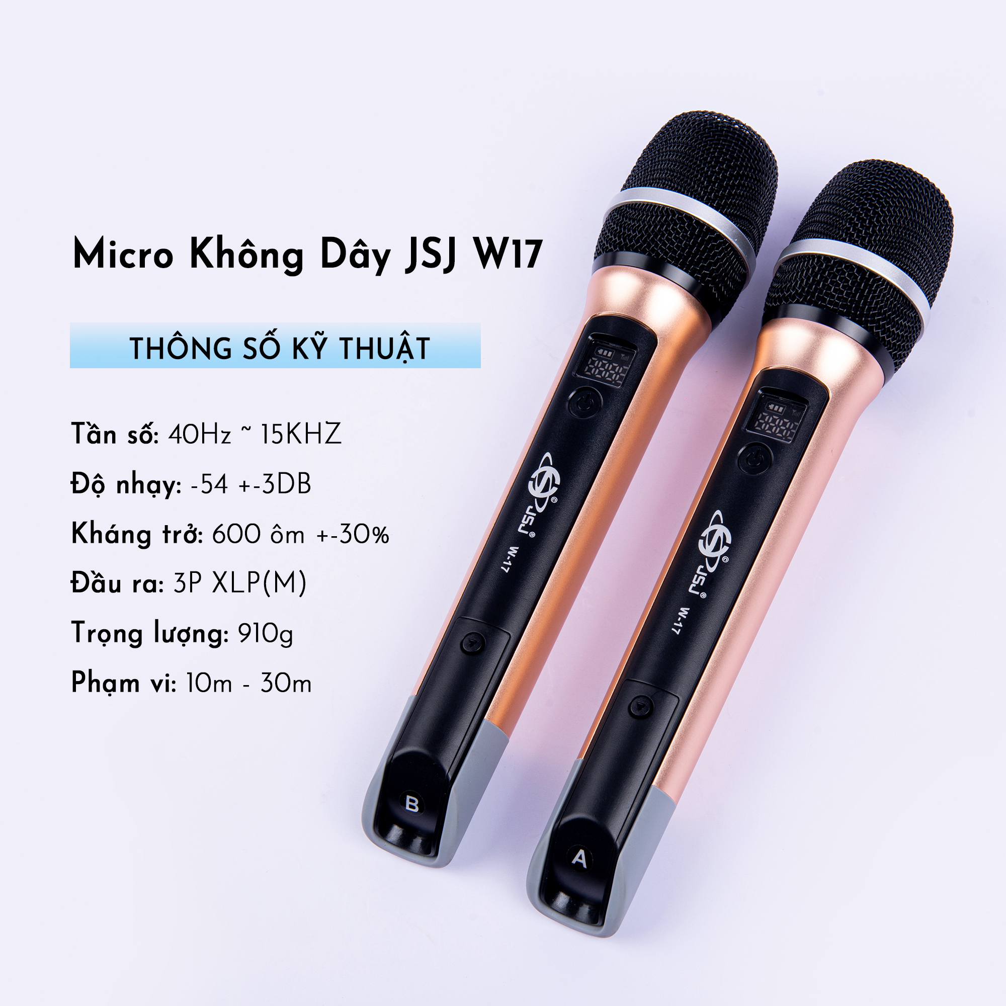 Micro Karaoke Không Dây Cho Loa Kéo JSJ W-17 Hàng Chính Hãng