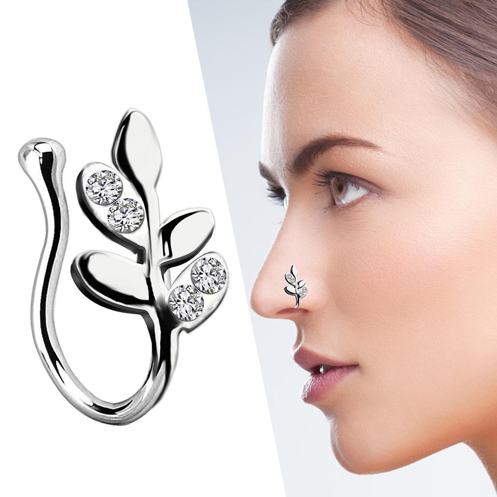 2 Pieces Fake Nose Rings 18G Clip On Nose Hoop Rings 18 Gauge Gold Silver