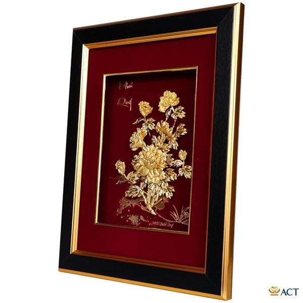 Tranh Hoa Mẫu Đơn dát vàng 24k (27x34cm)