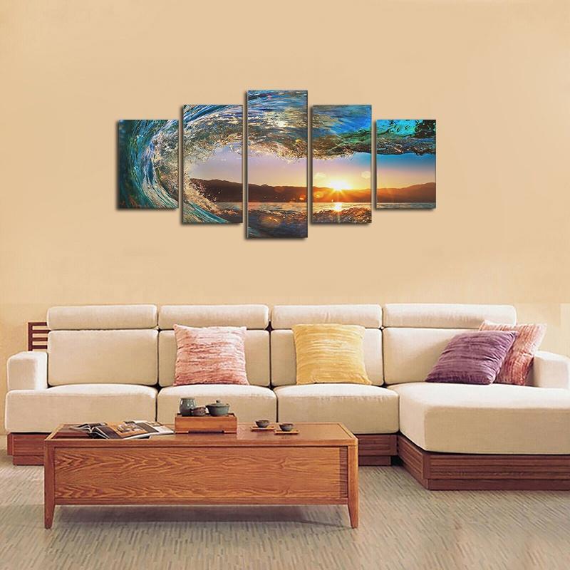 5 Panels Modern Canvas Wall Hanging Picture Printing Art Oil Home Decor Unframed HB