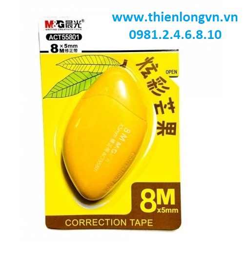 Xóa băng - Xóa kéo 8m hình quả xoài M&amp;G - ACT55801 màu vàng