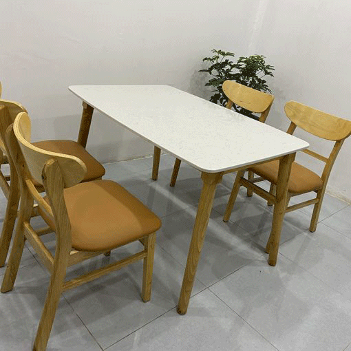 Bàn ăn Mặt Đá trắng 1m2