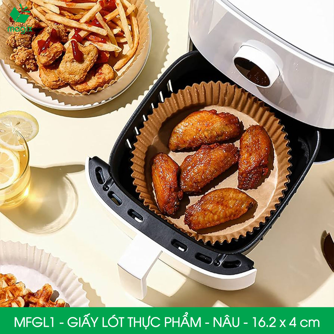 MFGL1 - 16.2x4cm - Combo 50 miếng giấy lót nồi chiên không dầu, giấy nến chống dính, chịu nhiệt cao