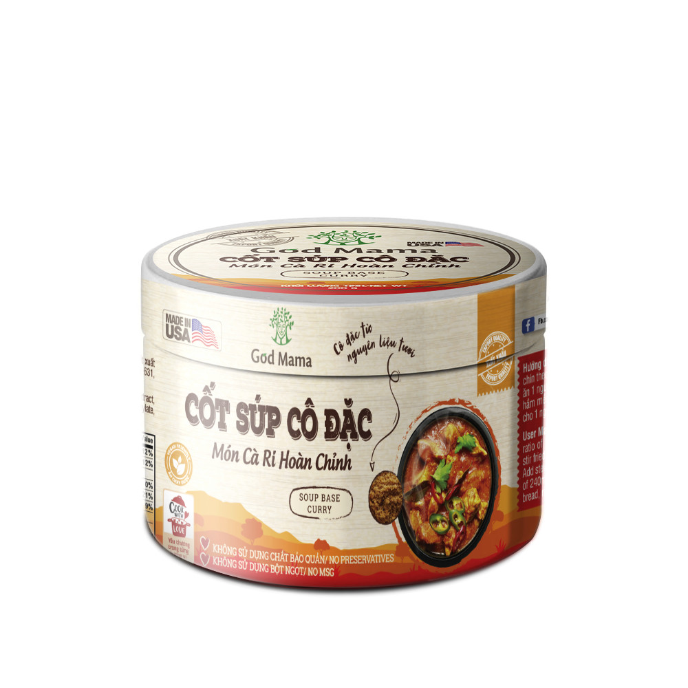 Cốt súp cô đặc - Món Cà Ri Hoàn Chỉnh - Gia vị nấu Cà ri tiện lợi - Hũ 200gr - Tiêu chuẩn FDA, không bột ngọt, không chất bảo quản, tốt cho sức khỏe - Sản phẩm số 1 tại Mỹ