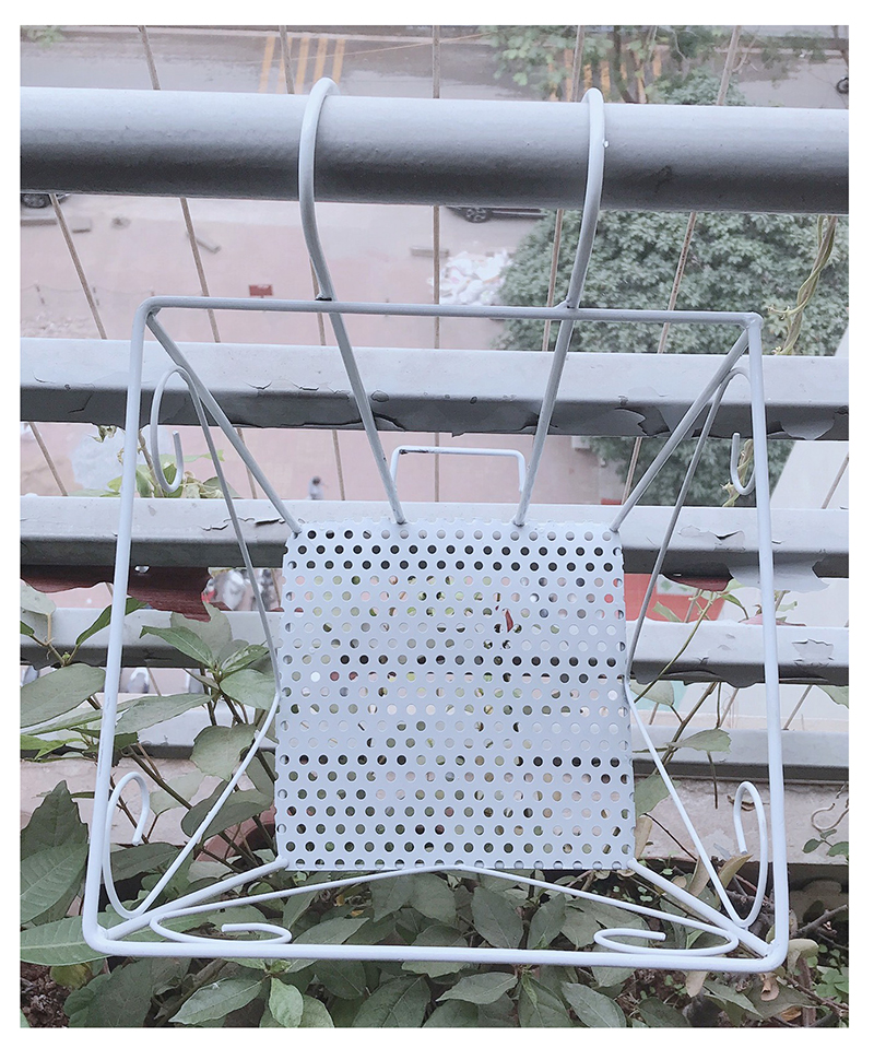 5 Giỏ Sắt Hình Vuông 24x23cm - Màu TRẮNG Treo Chậu Hoa Lan Can Ban Công