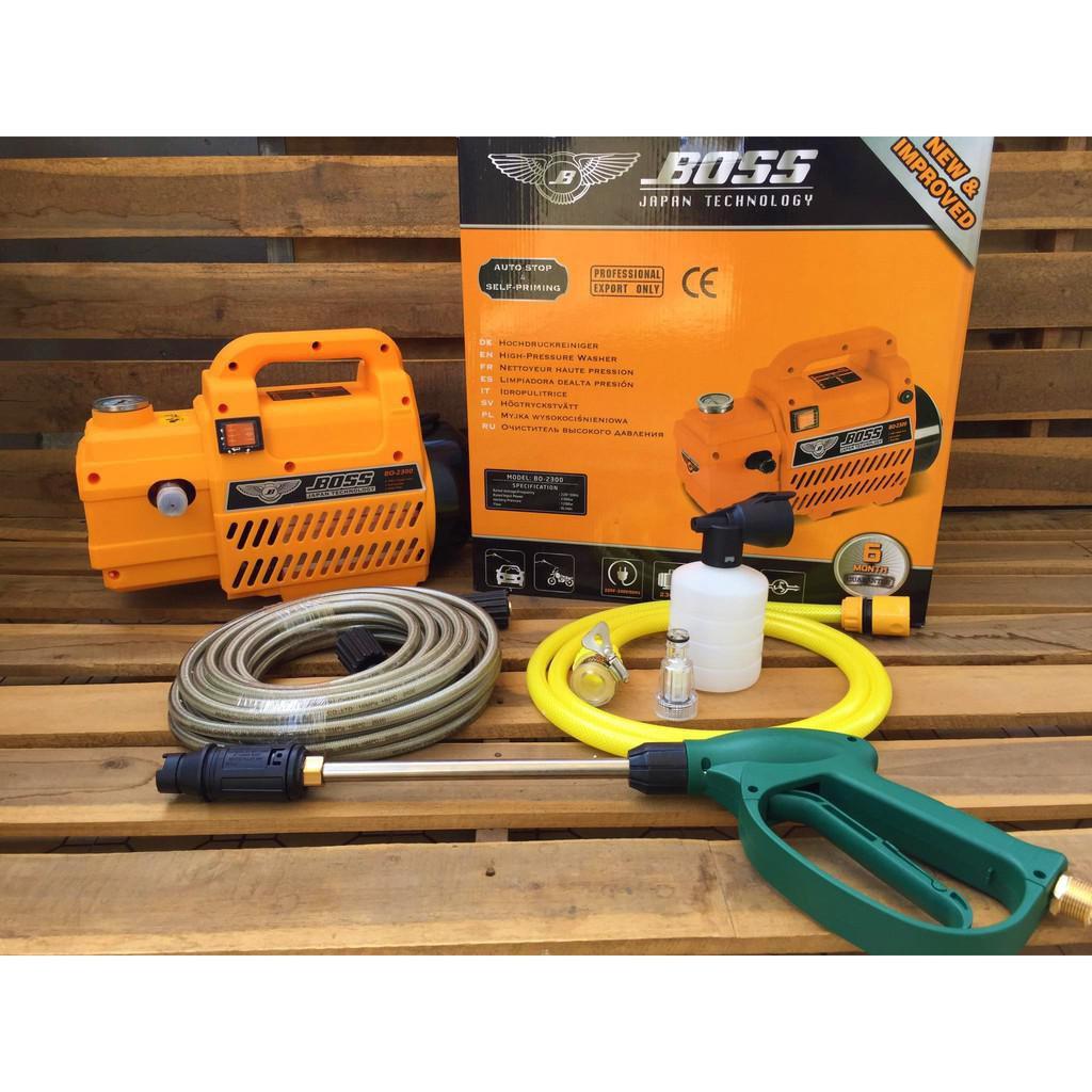 Máy rửa xe boss 2300w thế hệ mới tặng bình xịt bọt tuyết ống nối súng dài
