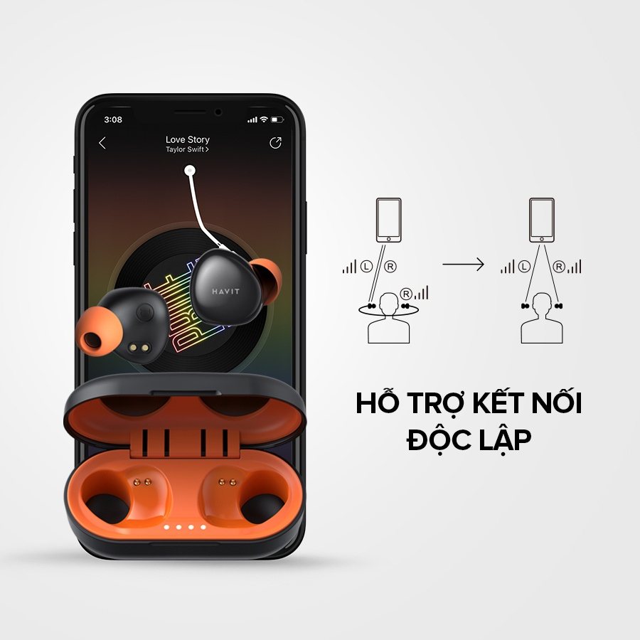 Tai Nghe Bluetooth TWS HAVIT TW951, BT 5.1, Màu Sắc MODERN RETRO, Điều Khiển Cảm Ứng, Nghe Đến 15H - Hàng Chính Hãng