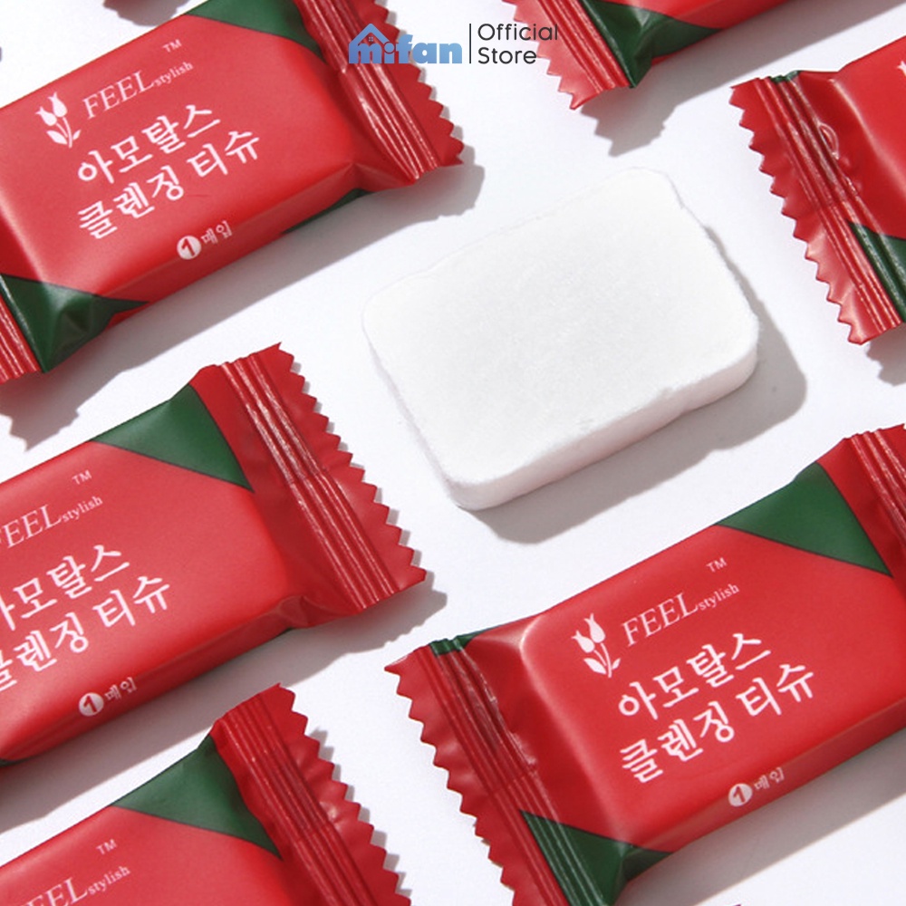 Khăn giấy nén hình viên kẹo dùng một lần tiện dụng khi đi du lịch, Khăn lau mặt Hàn Quốc nhỏ gọn đa năng - Chính hãng MINIIN
