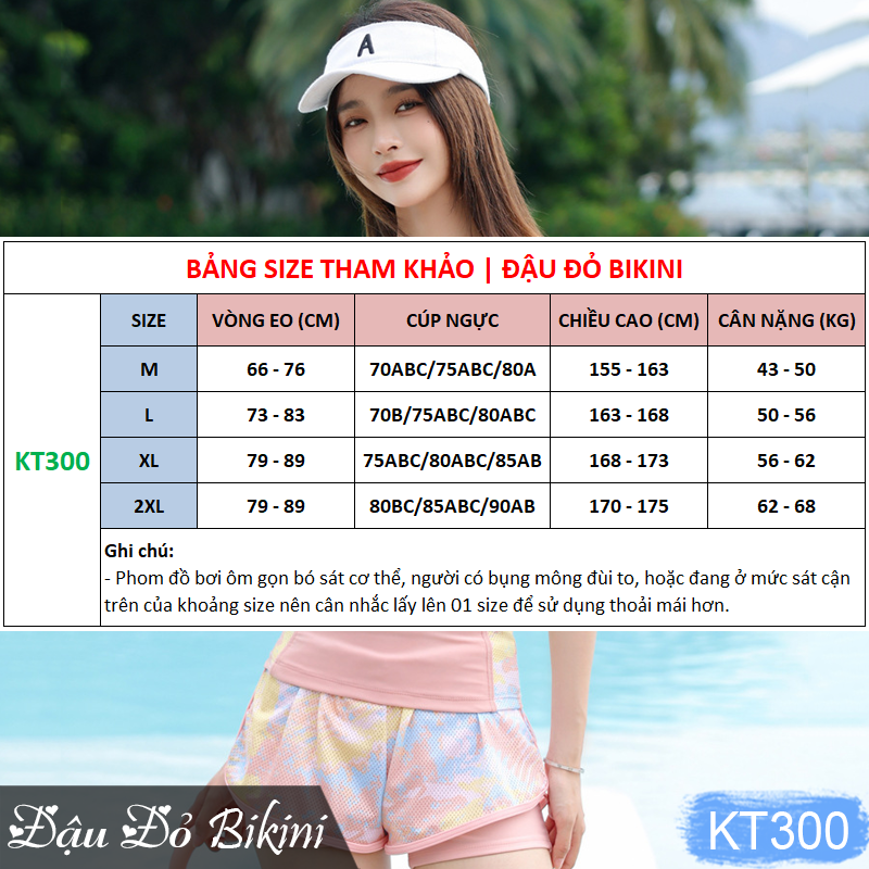 Bộ bơi nữ dáng áo thun ngắn tay quần short đùi 2 lớp kín đáo, có sẵn đệm ngực tròn, thiết kế trẻ trung, dấu bụng tốt, chất thun bơi Hàn cao cấp | KT300