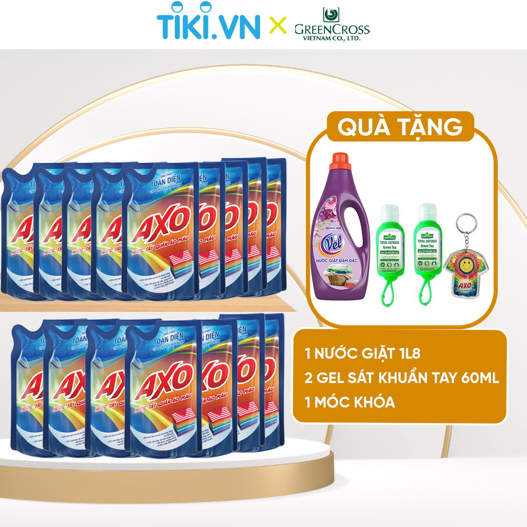 Combo 16 túi Nước tẩy quần áo màu AXO đánh bay vết bẩn 400ml Hương Tươi Mát