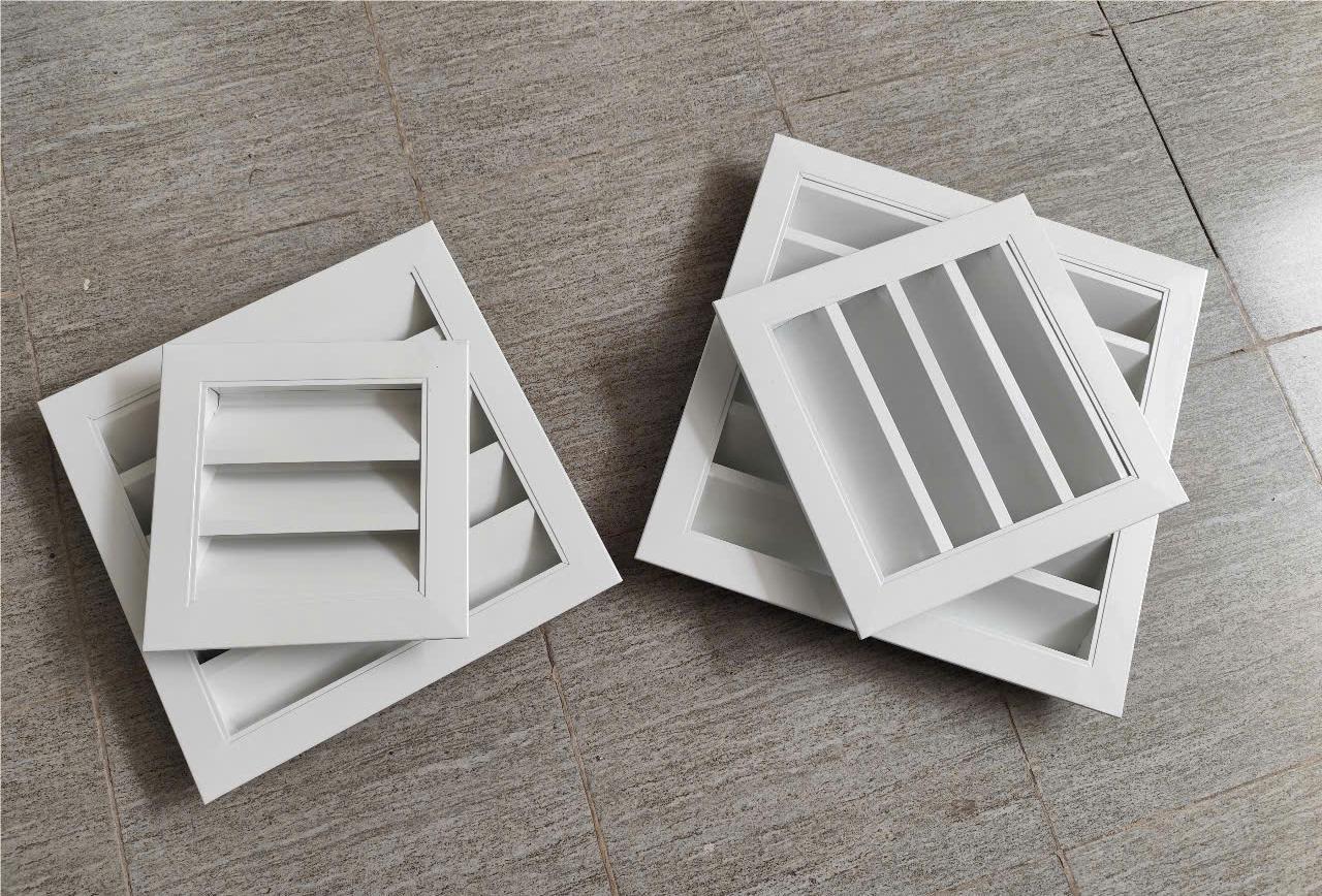 cửa gió louver nan Z 200x200 kèm lưới chắn côn trùng lắp thông gió tránh hắt mưa