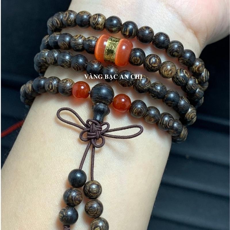 Vòng tay trầm hương sánh chìm 108 hạt 6li mix lu thống phong thuỷ Anchi jewelry