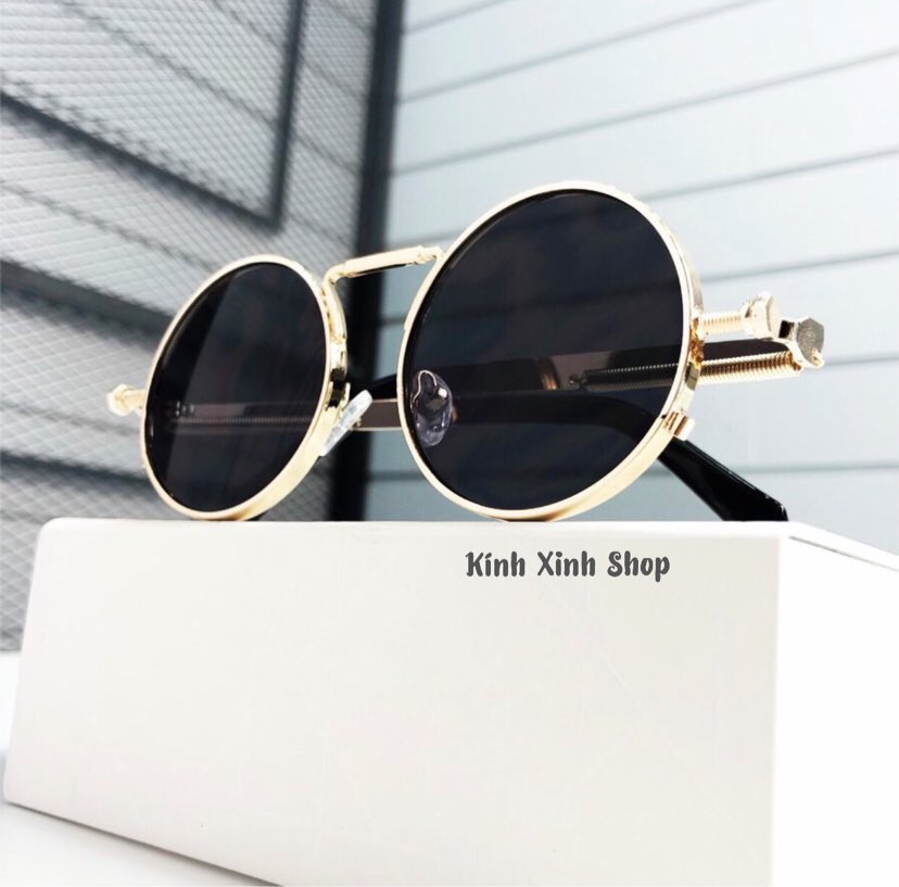 Kính râm, Kính mát Unisex Mắt Tròn Hàn Quốc Kim Loại