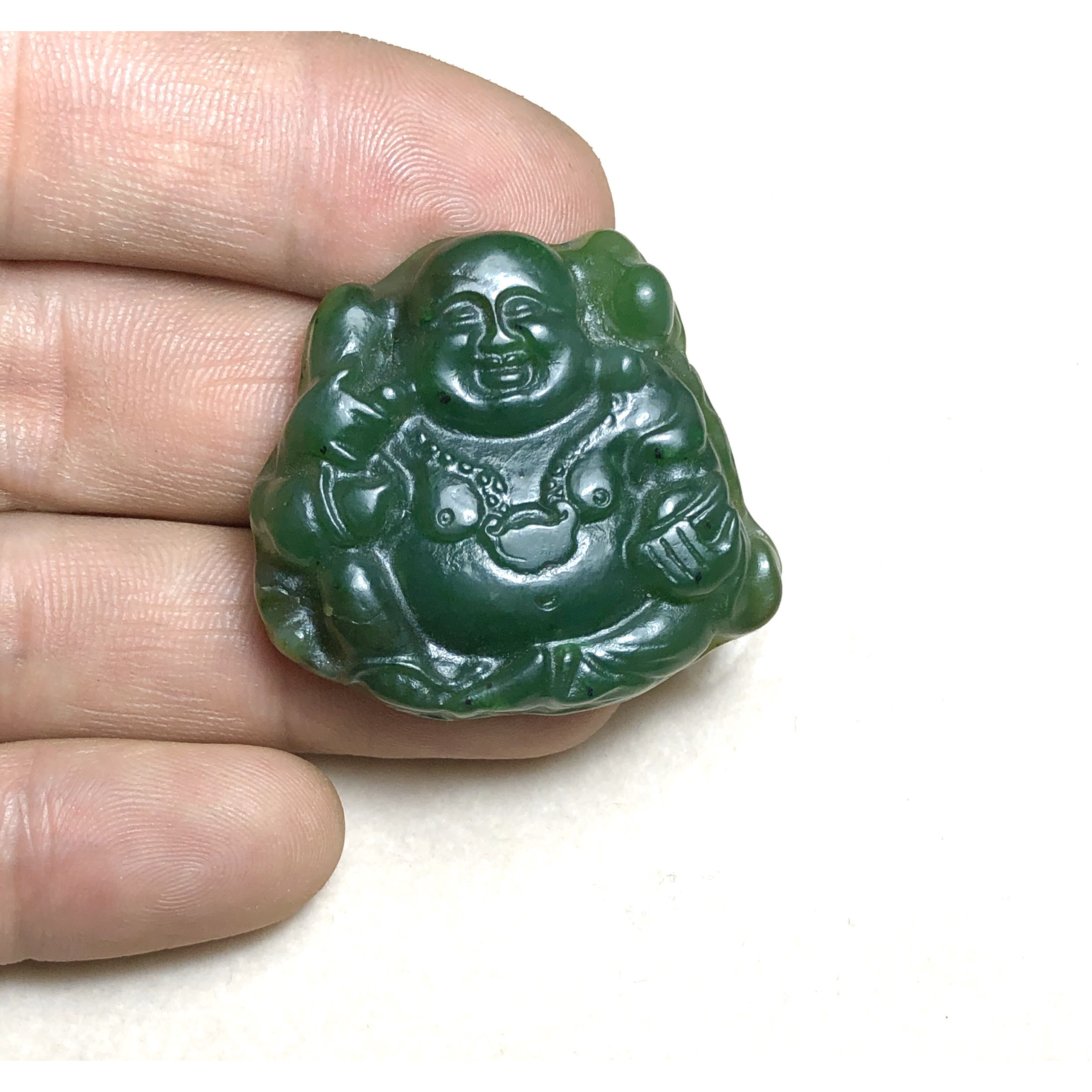 Mặt Di Lặc Ngọc Bích (Nephrite) tự nhiên