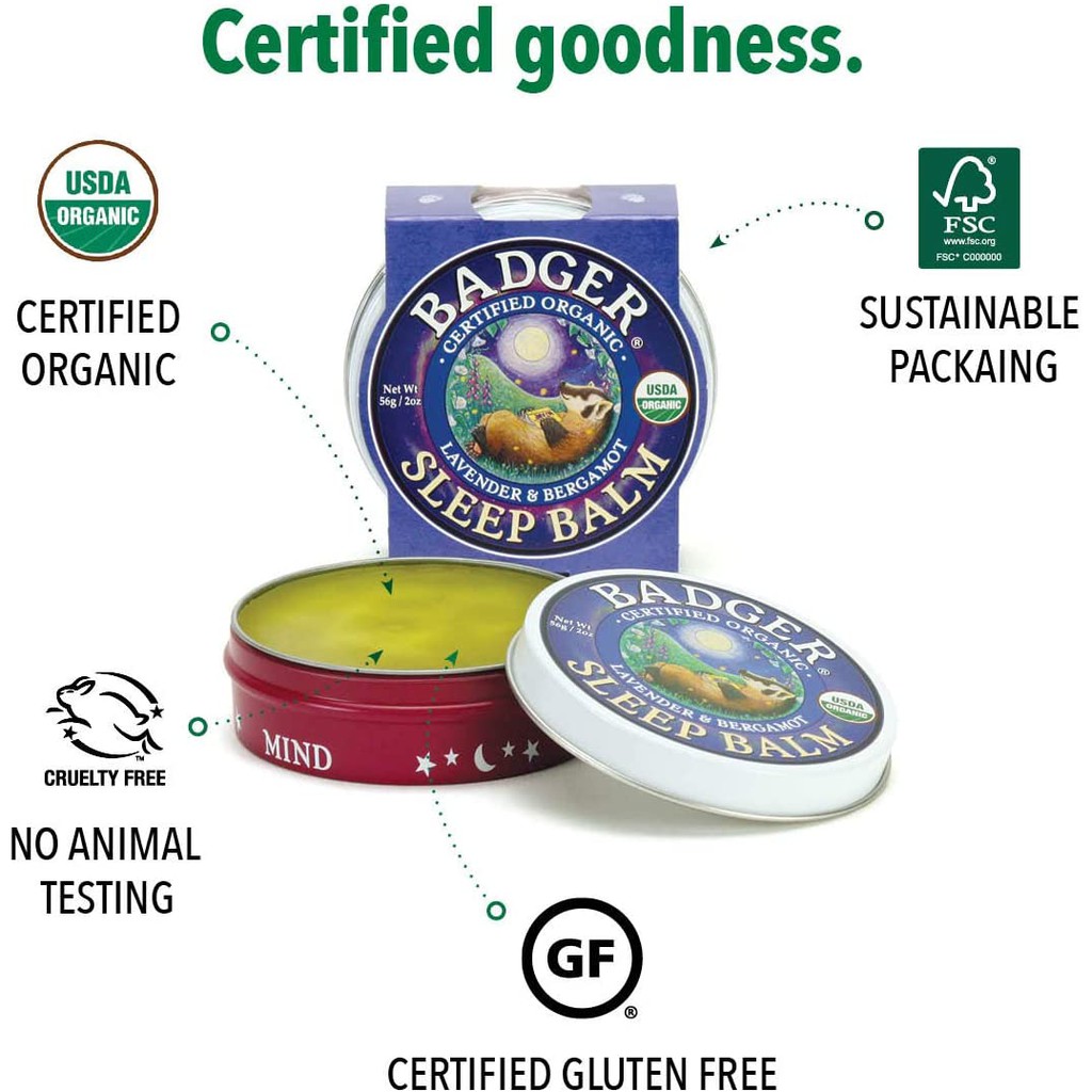 Sáp dầu hữu cơ hỗ trợ giấc ngủ ngon Badger Sleep Balm USDA Organic - 21g