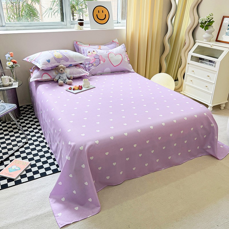 Bộ chăn ga gối poly new : thỏ tim tím 4 món Polycotton