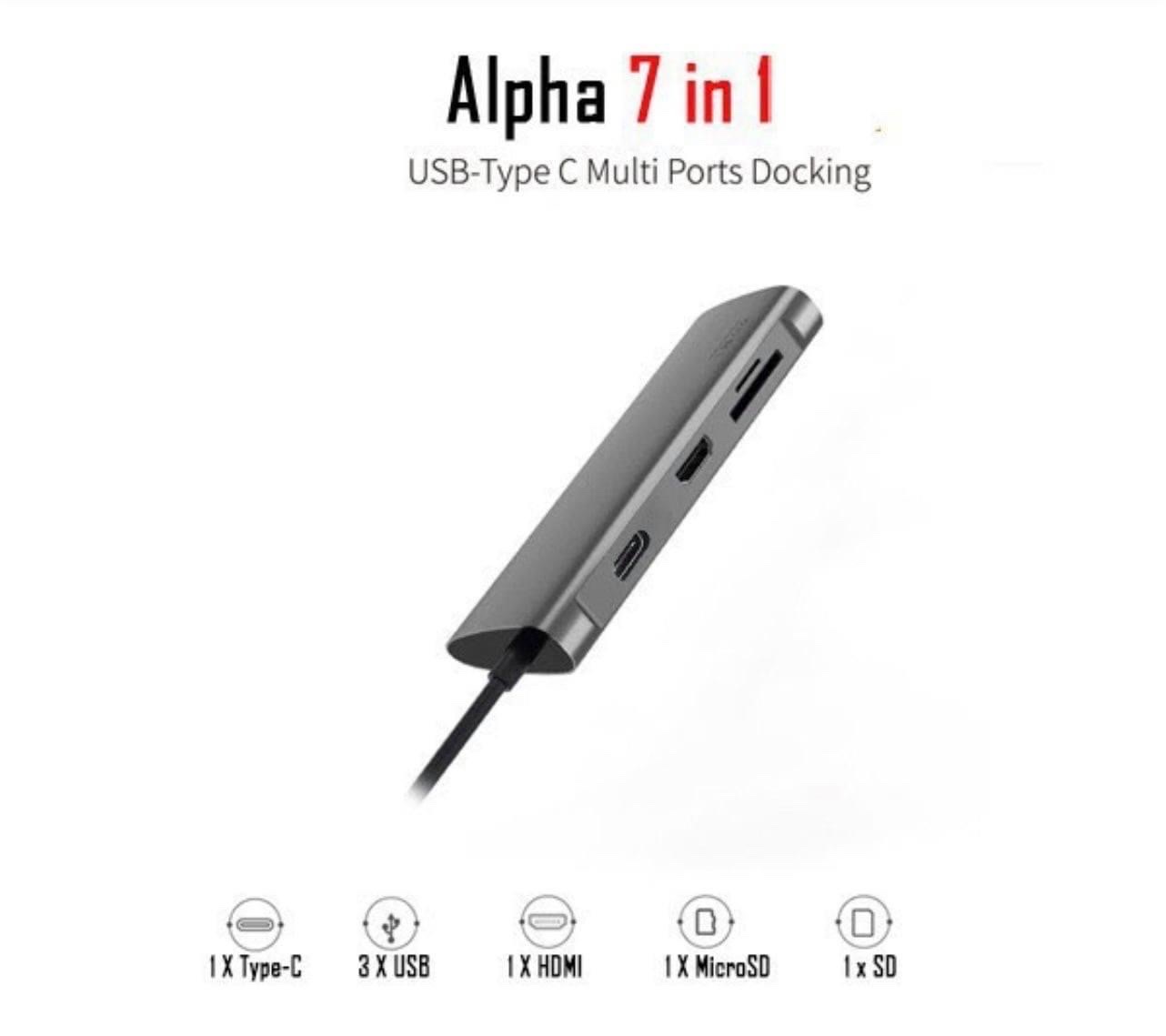 Hub sạc nhanh đa năng 7 in 1 chia cổng Type-C hiệu WIWU ALPHA A731HP Ba Cổng USB 3.0 - Hàng Chính Hãng