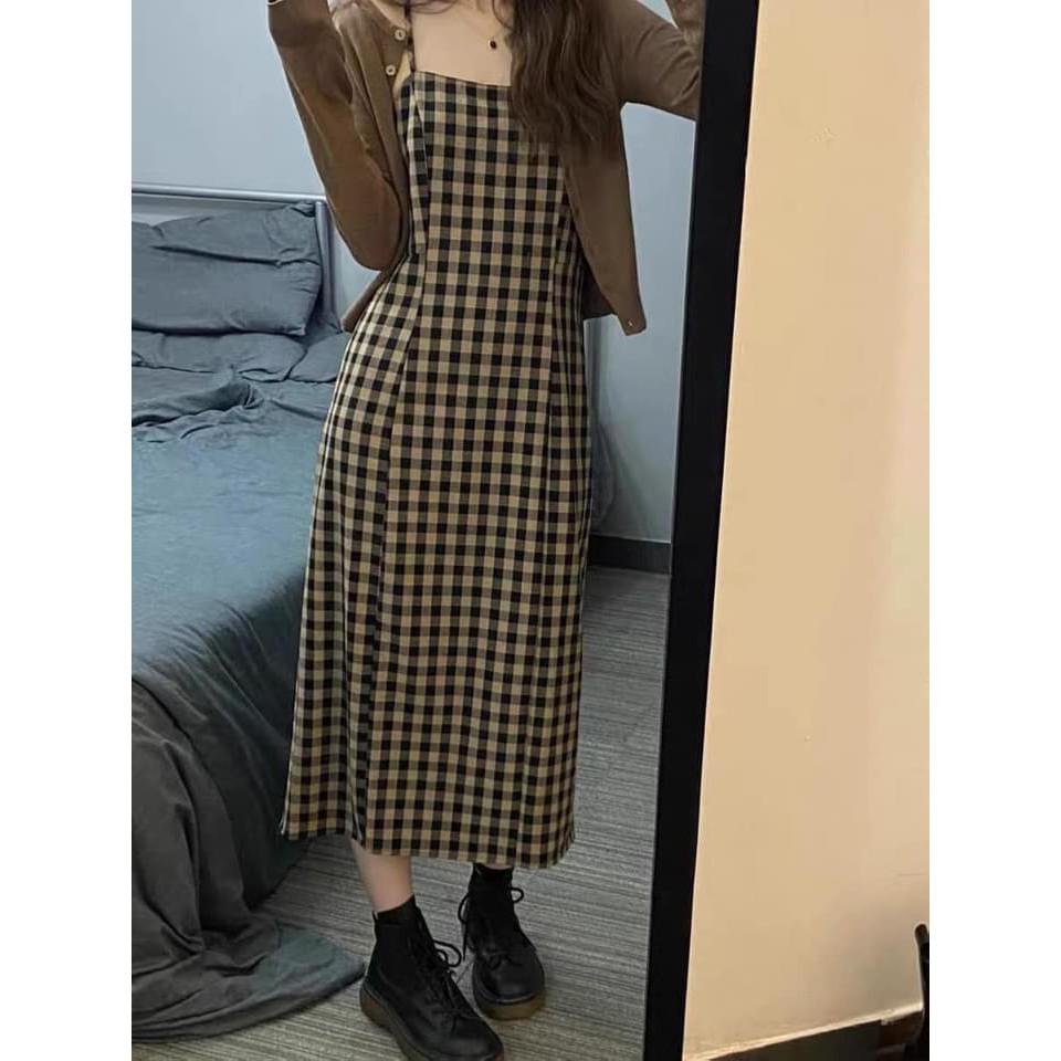 SET VÁY KẺ 2S MIX ÁO CADIGAN