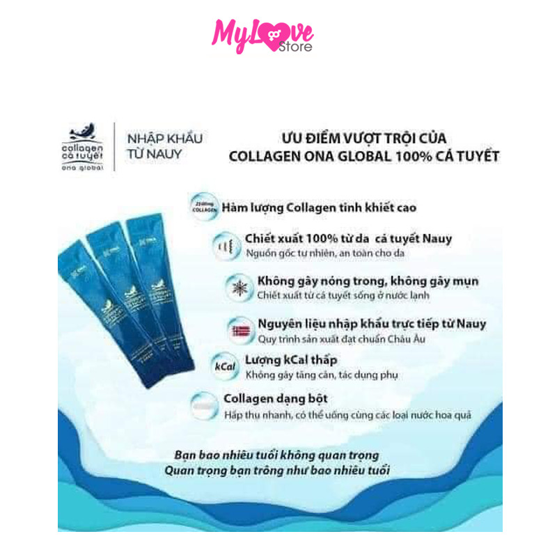 Combo 5 Hộp Collagen Cá Tuyết Ona Global Giảm Lão Hóa - Tươi Trẻ - Săn Chắc - Sáng Hồng Da + Tặng 1 Hộp Collagen Cá Tuyết Ona Global