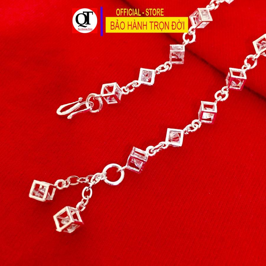 Lắc tay nữ kiểu lắc mềm chuỗi lập phương chất liệu bạc ta đính đá cao cấp trang sức Bạc Quang Thản - QTLTNU11