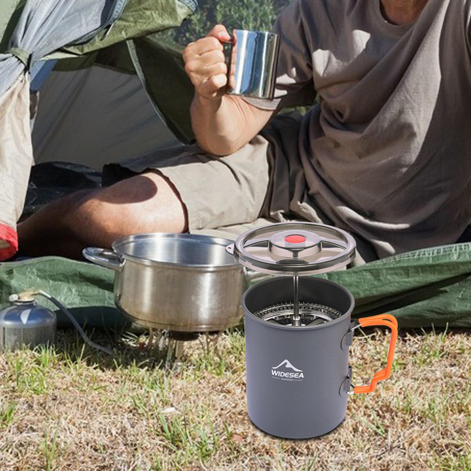 750ml Camping Coffee Pot Camp Cooking Pot with Filter Mesh for Picnic